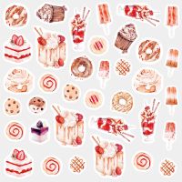 手帐贴纸line表情素材手机贴纸胶带手账工具套装森系女孩日记装饰|甜品时光(约36枚)