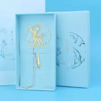 古典中国风黄铜扇形团扇金属书签流苏礼品纪念品学生用新年礼物|灵鹿 信封装