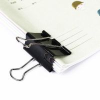 彩色长尾夹小夹子文件夹大小号试卷夹书夹燕尾夹铁票据夹办公文具|黑色15mm[一盒12个]