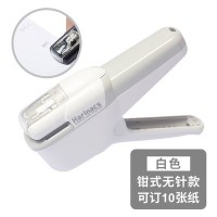 日本压纹型无针订书机压力空气无钉订书器无订钉书装订|钳式款打孔白色