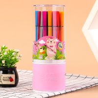 水彩笔画画套装幼儿园儿童可水洗小学生画画笔彩色笔做笔记记号笔|24色带底座 蓝色一桶+3本画本