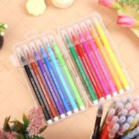 水彩笔画画套装幼儿园儿童可水洗小学生画画笔彩色笔做笔记记号笔|软头水彩笔12色 粉色一桶+3本画本