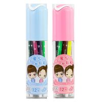 水彩笔套装儿童幼儿园宝宝画笔幼儿涂鸦小学生专业美术绘画软头|12色小爱心水彩笔1桶