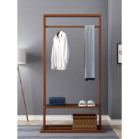 振林 黑胡桃色全实木北欧衣帽架落地挂衣架简约现代日式新中式衣服架子ins网红架子