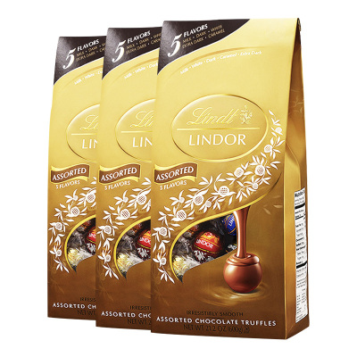瑞士莲(Lindt) 美国进口瑞士莲 礼物喜糖 精选混合5种口味巧克力软心球 瑞士莲巧克力600g 三袋装
