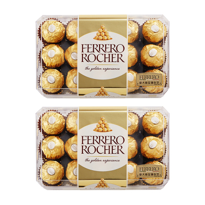 费列罗(Ferrero Rocher) 甜蜜喜糖 费列罗榛果威化巧克力30粒 休闲零食香浓美味 两盒装