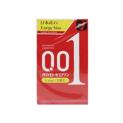 OKAMOTO 冈本 0.01超薄避孕套超薄款001 日本进口L号 3个/盒 1盒装
