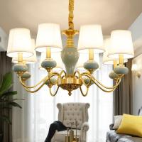 led吊灯全铜灯具客厅灯餐厅灯欧式现代简约卧室吊灯陶瓷大气灯饰
