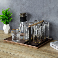 玻璃水杯挂架沥水托盘置物架杯架子水杯架创意六头收纳倒挂杯子架