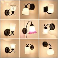 北欧美式乡村壁灯简约现代黑色客厅墙灯卧室床头灯过道楼梯灯具