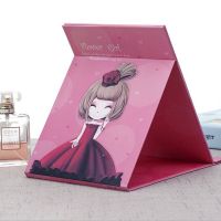 镜子化妆镜梳妆便携学生宿舍镜随身折叠美容大小镜台式折叠化妆镜|小女孩红色