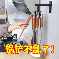 免打孔厨房神器置物收纳架厨具挂架挂杆墙壁旋转挂钩锅铲铲子勺子