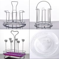 电镀玻璃水杯架沥水盘酒杯架玻璃盘6头水杯架厨房创意欧式