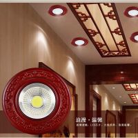新中式筒灯led筒灯嵌入式实木天花客厅卧室吊顶走廊射灯三色孔灯