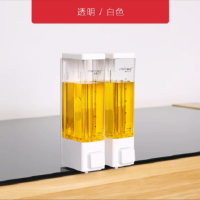 酒店浴室壁挂式手动双头沐浴露瓶子盒子给皂液器洗手液器|7002透明白色