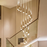 楼梯吊灯现代简约大气北欧客厅灯餐厅灯创意复式楼别墅旋转长吊灯