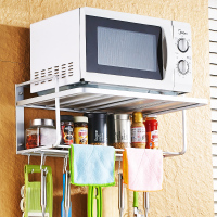 太空铝合金壁挂式微波炉置物架烤箱支架家用放厨房收纳架子托挂架