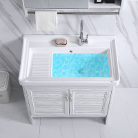 太空铝洗衣柜阳台陶瓷洗手台盆落地式组合柜带搓衣板浴室柜洗脸盆