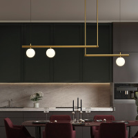 全铜吊灯北欧灯具餐厅吊灯现代简约吧台吊灯创意个性魔豆灯饰网红