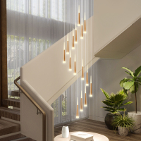 复式楼梯长吊灯现代简约大气创意个性别墅旋转吊灯北欧客厅餐厅灯