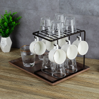 托盘玻璃水杯挂架沥水置物架茶杯架水杯架子创意咖啡杯收纳杯子架