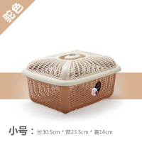 家用方形带盖沥水篮子鸡蛋篮厨房塑料洗菜蔬果筛碗筷滤水篮保洁蓝|小号[驼色]长方形