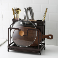 锅盖架子免打孔刀架厨房置物架沥水架筷子刀叉收纳盒菜板砧板架