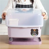 加厚装碗筷收纳盒放碗沥水架厨房收纳箱带盖家用置物架塑料碗柜|紫色 特大号(带筷子筒)