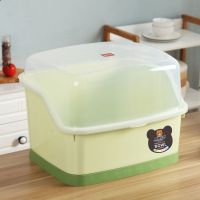 加厚装碗筷收纳盒放碗沥水架厨房收纳箱带盖家用置物架塑料碗柜|浅绿 XXL(双加)特大号(带筷子筒)