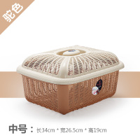 家用方形带盖沥水篮子鸡蛋篮厨房塑料洗菜蔬果筛碗筷滤水篮保洁蓝|中号[驼色]长方形