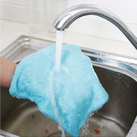 韩国神奇抹布双层加厚去油污百洁布厨房清洁竹木纤维不沾油洗碗布|紫色18*23CM(中号5条)