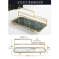 轻奢卫生间浴室摆台桌面高档电动牙刷架洗手洗漱台收纳盒置物架子|小号[普通牙刷-4孔]星空玻璃款