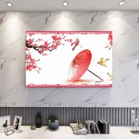 升级版电视机防尘罩布布艺家用42寸55寸58寸6|红梅(加厚布料/后衬加长) 55英寸(宽130*高80cm)