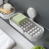 肥皂盒吸盘壁挂式挂墙香皂盒卫生间免打孔沥水架浴室家用皂盒置物|创意凸台面长款(可同时放皂)