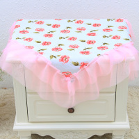 蕾丝床头柜盖巾床头柜套防尘罩田园空调冰箱电视机微波炉多用盖布|粉色伊人 2件装75*80cm(含花边)