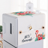 防水冰箱盖布防尘布滚筒洗衣机罩棉麻单双开门冰箱罩微波炉防尘罩|火烈鸟 双开冰箱180*70(防水款)