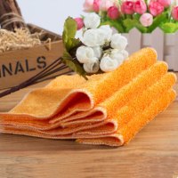 加厚吸水洗碗布竹纤维不沾油厨房专用抹布刷锅洗碗巾不掉毛百洁布|橙色 30*27(3条装)竹纤维