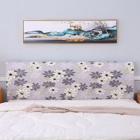 床头罩床头套全包弹力万能弧形半圆中式欧式实木板少女心防尘护套|灰色花朵 适合1.9米-2.1米床头