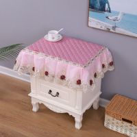 床头柜垫盖巾床头柜罩防尘防滑罩蕾丝田园多用巾加厚|丝绒玫瑰粉 45*60cm