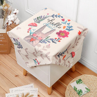 棉麻床头柜盖布防尘罩电视机冰箱微波炉罩布艺小桌布多用万能盖巾|灰色鲜花兔 100x100cm