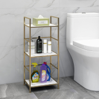 卫生间马桶落地式置物架仿大理石洗手间浴室厕所阳台收纳架子|三层纳米金色加爵士白板
