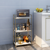 卫生间马桶落地式置物架仿大理石洗手间浴室厕所阳台收纳架子|大号可放脸盆三层金色加爵士白板