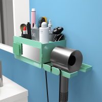 浴室吹风机架厕所免打孔壁挂架子插电吹风筒收纳架卫生间置物架|抹茶绿-掉落包赔-适合多种吹风机