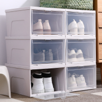 翻盖鞋盒收纳盒透明鞋子收纳神器塑料收纳箱球鞋盒鞋柜省空间鞋墙