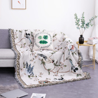 北欧几何图案网红加厚沙发毯子沙发巾全盖沙发套防尘罩民宿装饰毯|美式花鸟 130*160cm