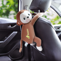 创意皮皮猴子纸巾盒汽车用品纸巾抽挂式车载椅背抽纸盒卡通可爱|升级版皮皮猴纸巾盒(咖啡色)