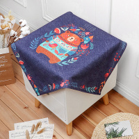 棉麻床头柜盖布防尘罩电视机冰箱微波炉罩布艺小桌布多用万能盖巾|蓝底小熊 55x55cm