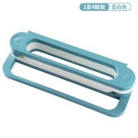 卫生间置物架壁挂浴室拖鞋架免打孔厕所卫浴上墙洗手间收纳架kz型|[一变四鞋架]-蓝白色