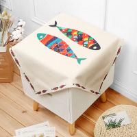 棉麻床头柜盖布防尘罩电视机冰箱微波炉罩布艺小桌布多用万能盖巾|米底鱼 120x120cm