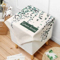 棉麻床头柜盖布防尘罩电视机冰箱微波炉罩布艺小桌布多用万能盖巾|桔色唯美多叶 60x60cm